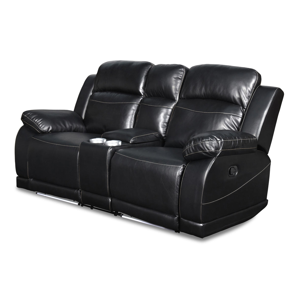 VEGA CONSOLE LOVESEAT - PREMIER BLACK - galleria furniture outlet