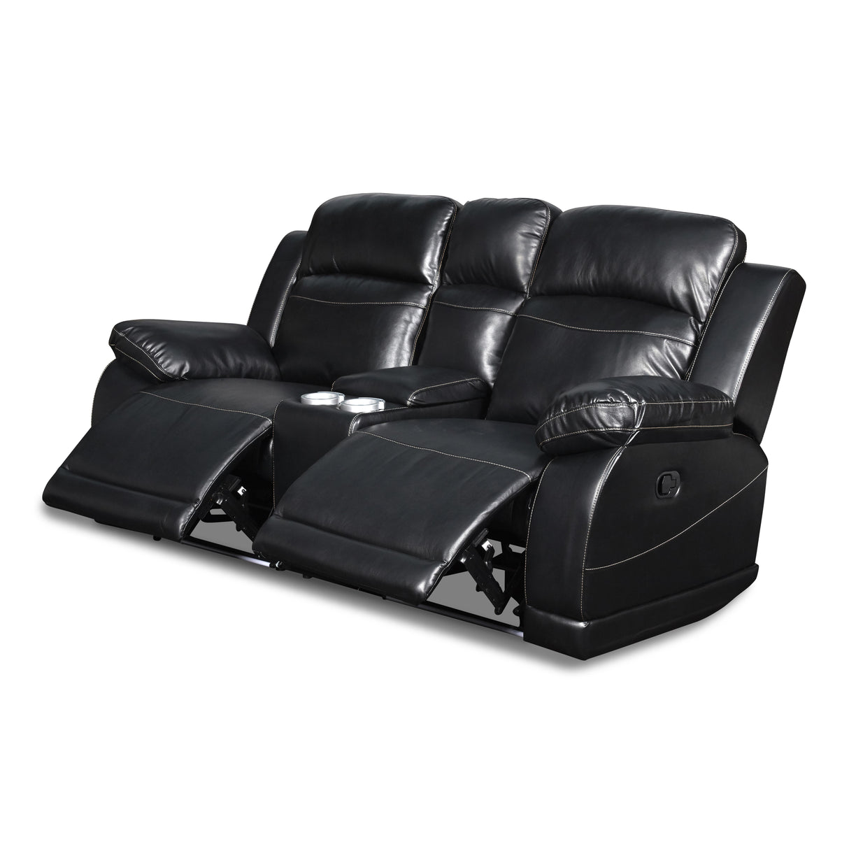 VEGA CONSOLE LOVESEAT - PREMIER BLACK - galleria furniture outlet