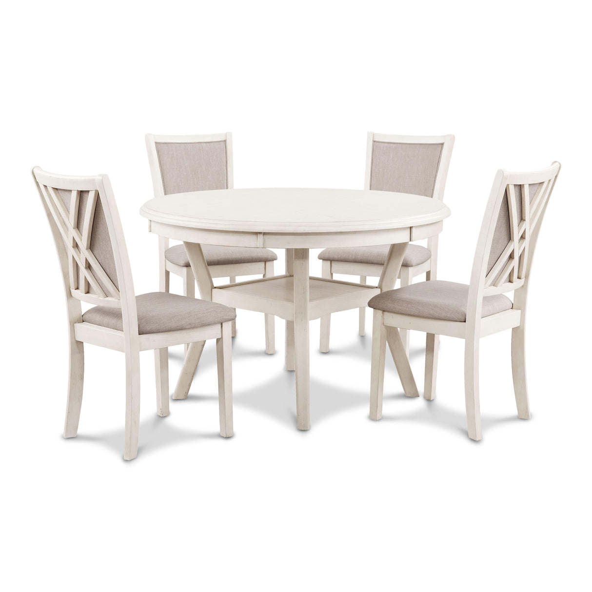 AMY 5PC ROUND DINING SET- BISQUE