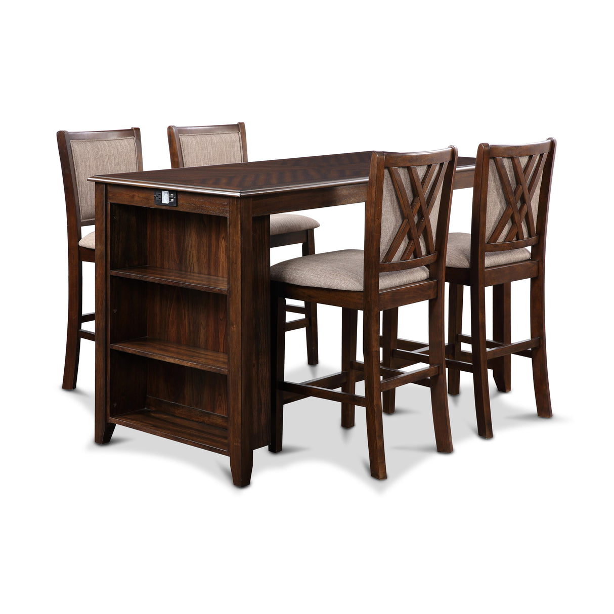 AMY 60" COUNTER TABLE+CHAIRS W/STG (5 PC) -CHERRY
