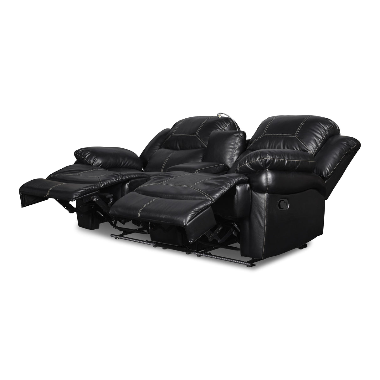 FLYNN CONSOLE LOVESEAT W/ READING LIGHT- BLACK - galleria furniture outlet