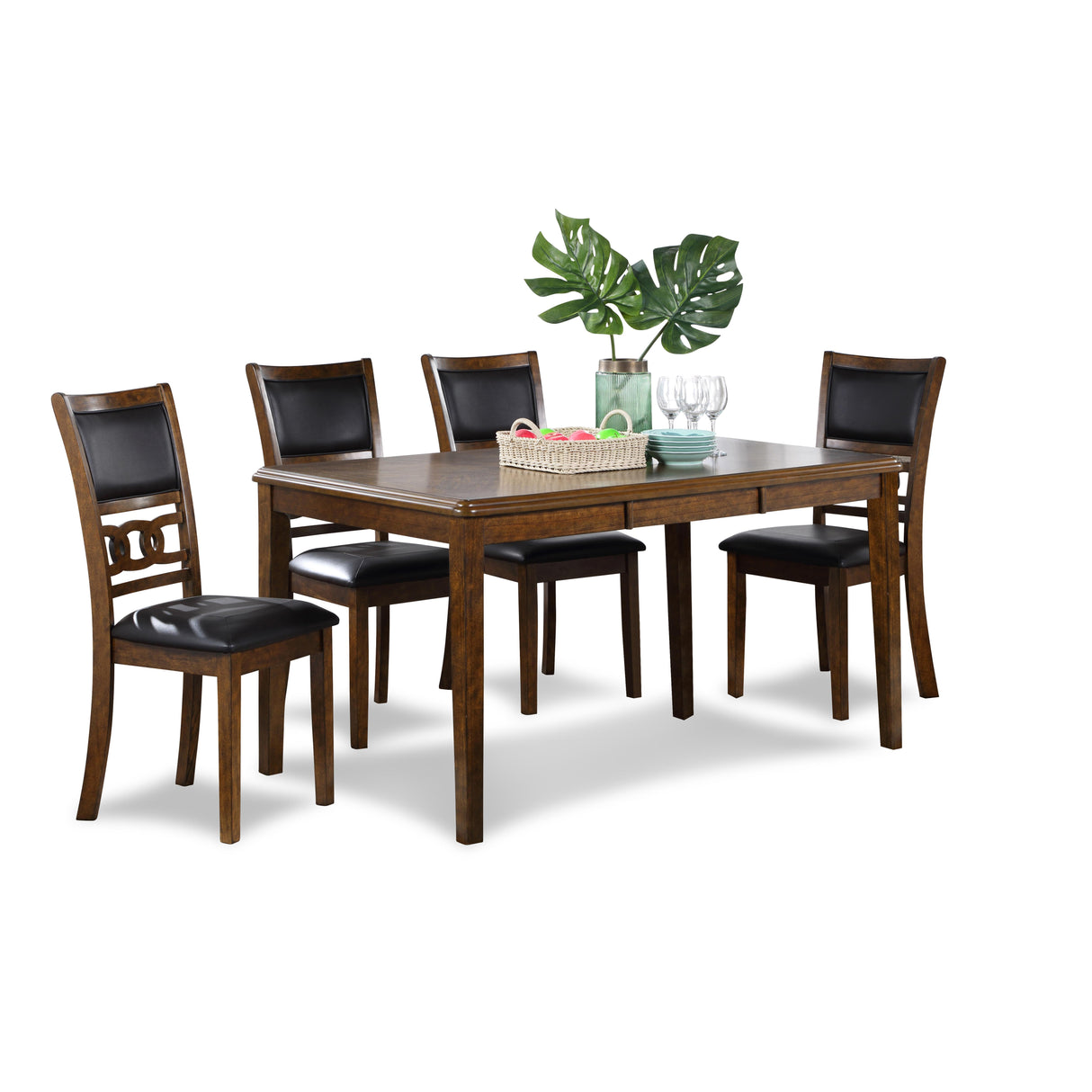 GIA 60" DINING TABLE+CHAIRS (5 PCS/CTN) -BROWN - galleria furniture outlet