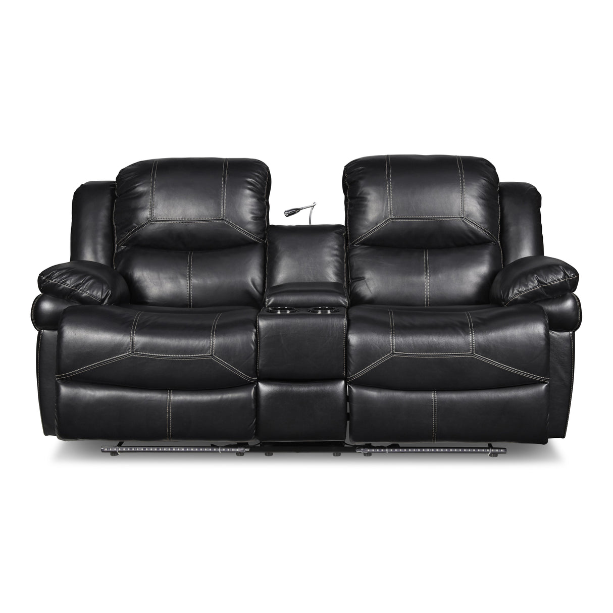 FLYNN CONSOLE LOVESEAT W/ READING LIGHT- BLACK - galleria furniture outlet