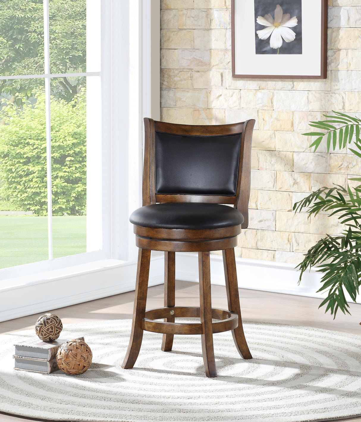 BRISTOL 24" COUNTER STOOL-DK BROWN W/PU SEAT - galleria furniture outlet