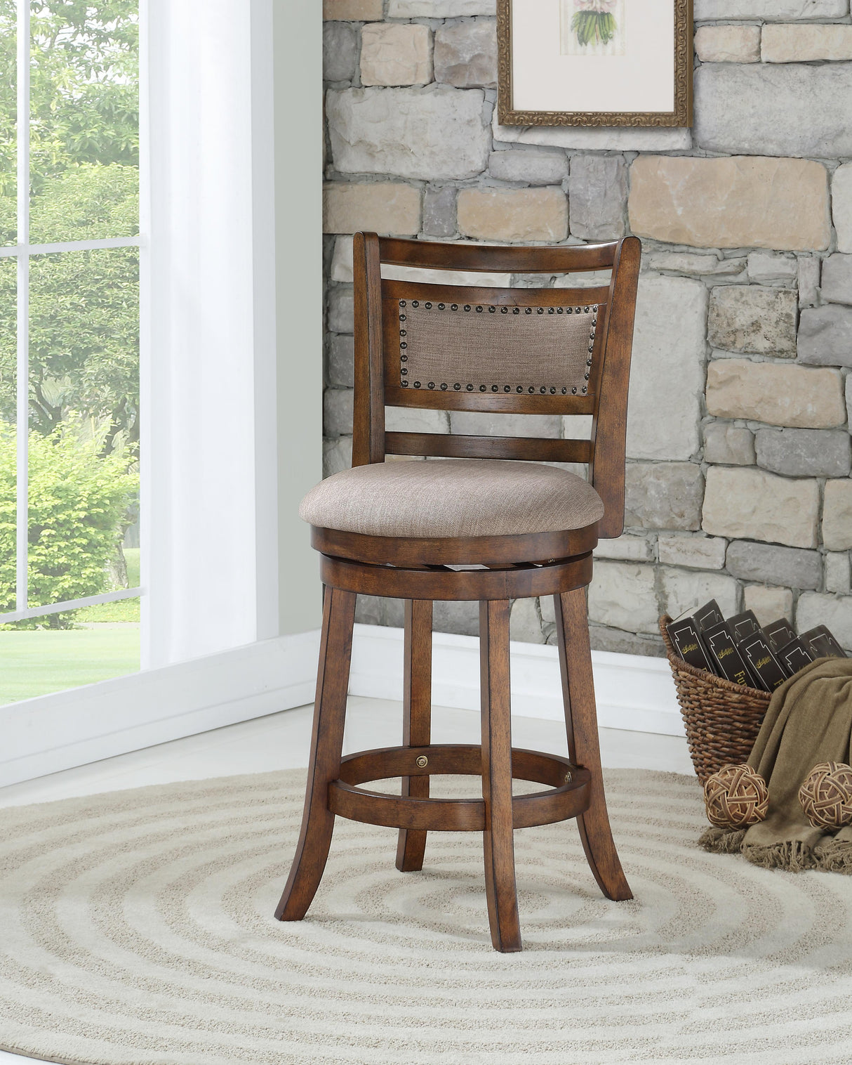 ABERDEEN 24" COUNTER STOOL-DK BROWN W/FABRIC SEAT - galleria furniture outlet
