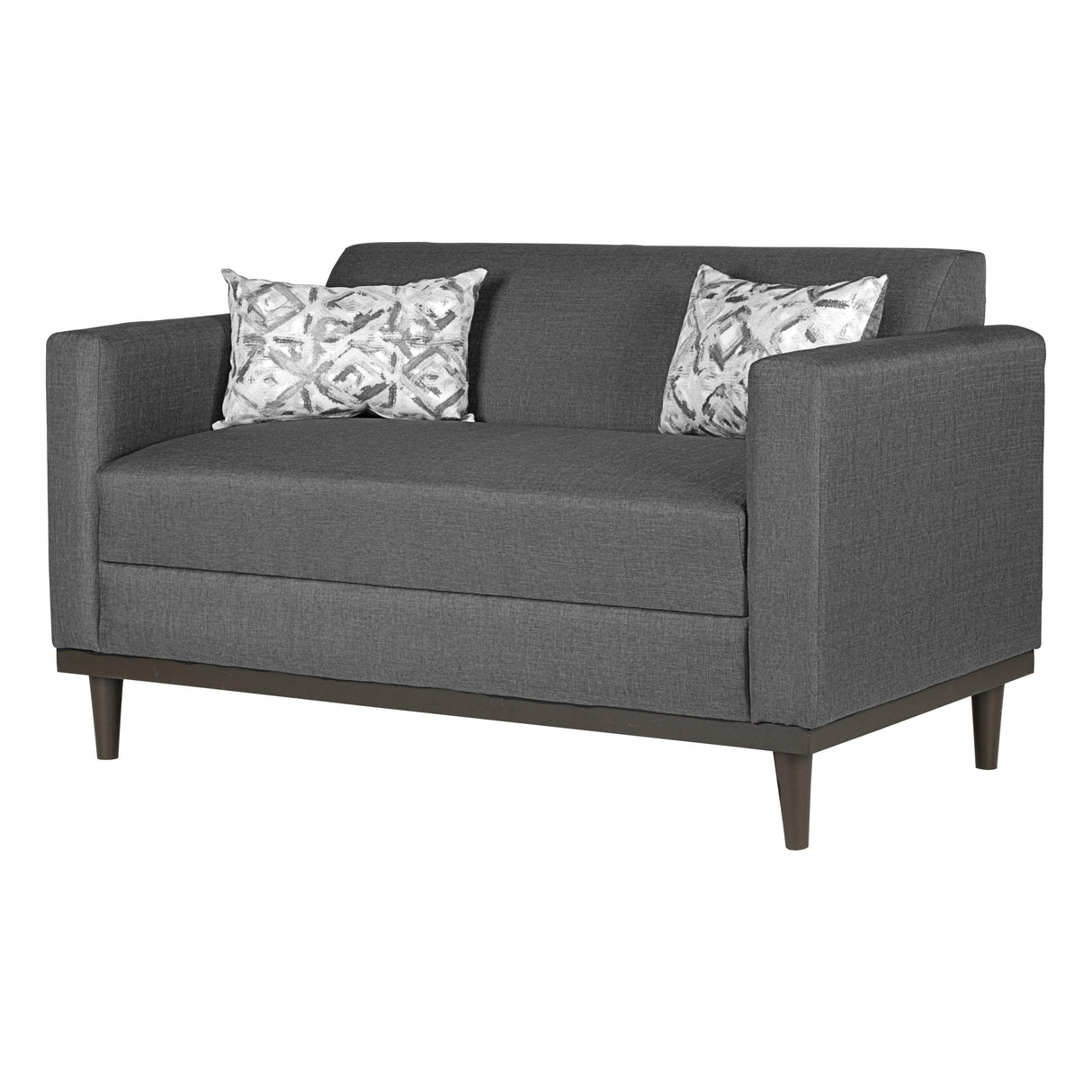 AIDEN LOVESEAT W/2 THROW PILLOWS-SILVER GRAY - galleria furniture outlet