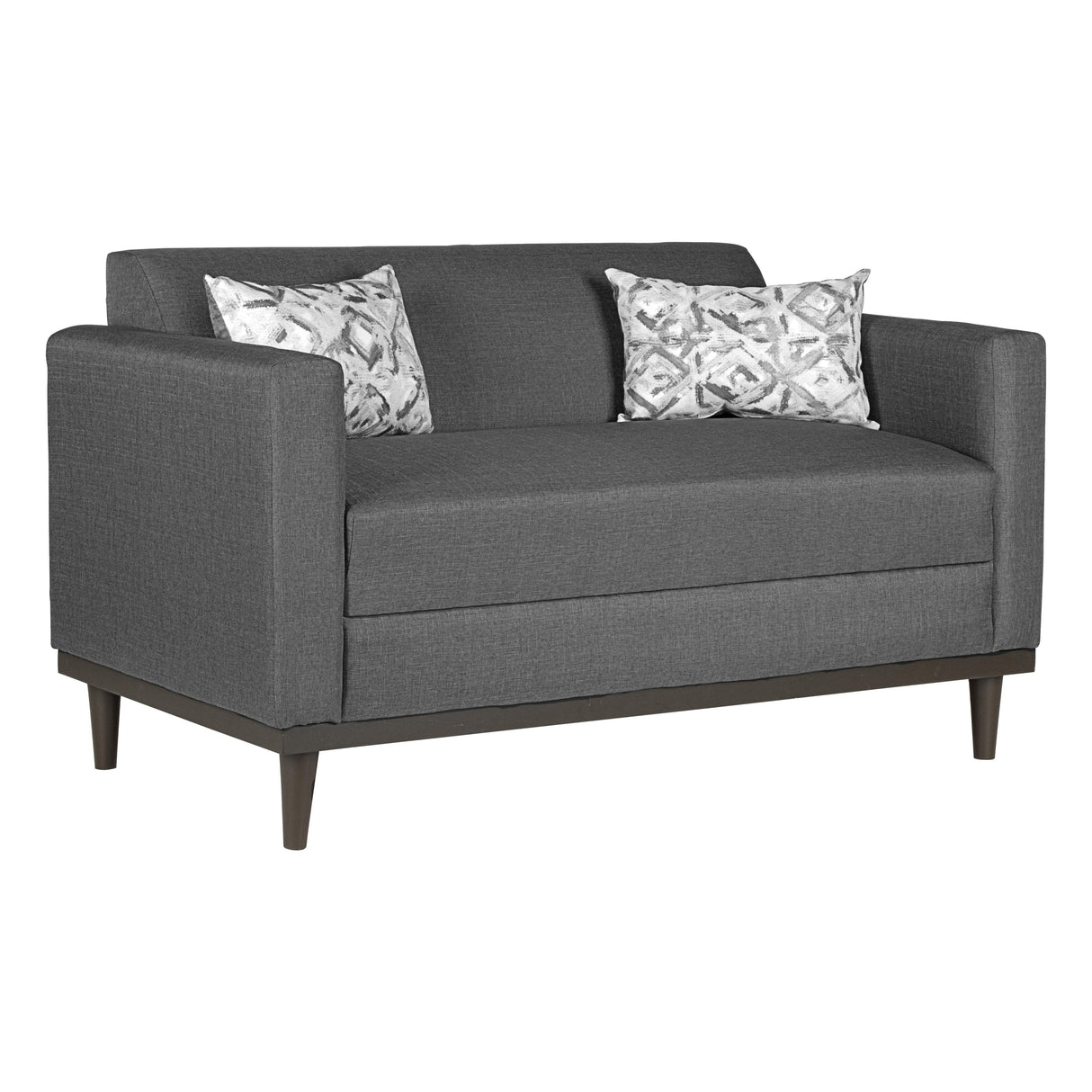 AIDEN LOVESEAT W/2 THROW PILLOWS-SILVER GRAY - galleria furniture outlet