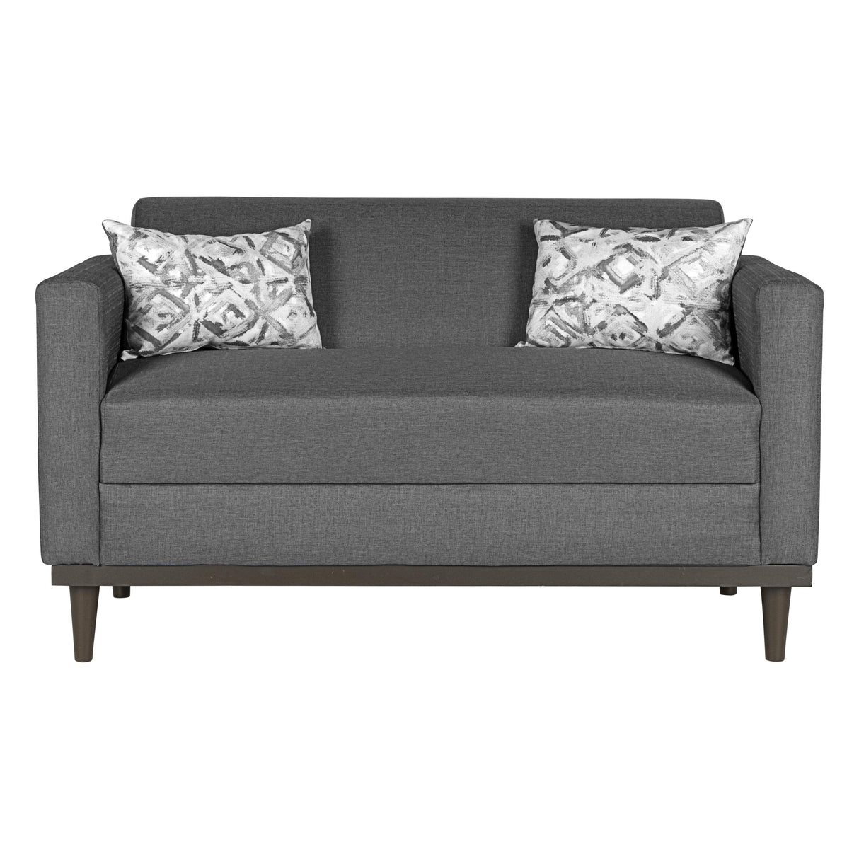 AIDEN LOVESEAT W/2 THROW PILLOWS-SILVER GRAY - galleria furniture outlet