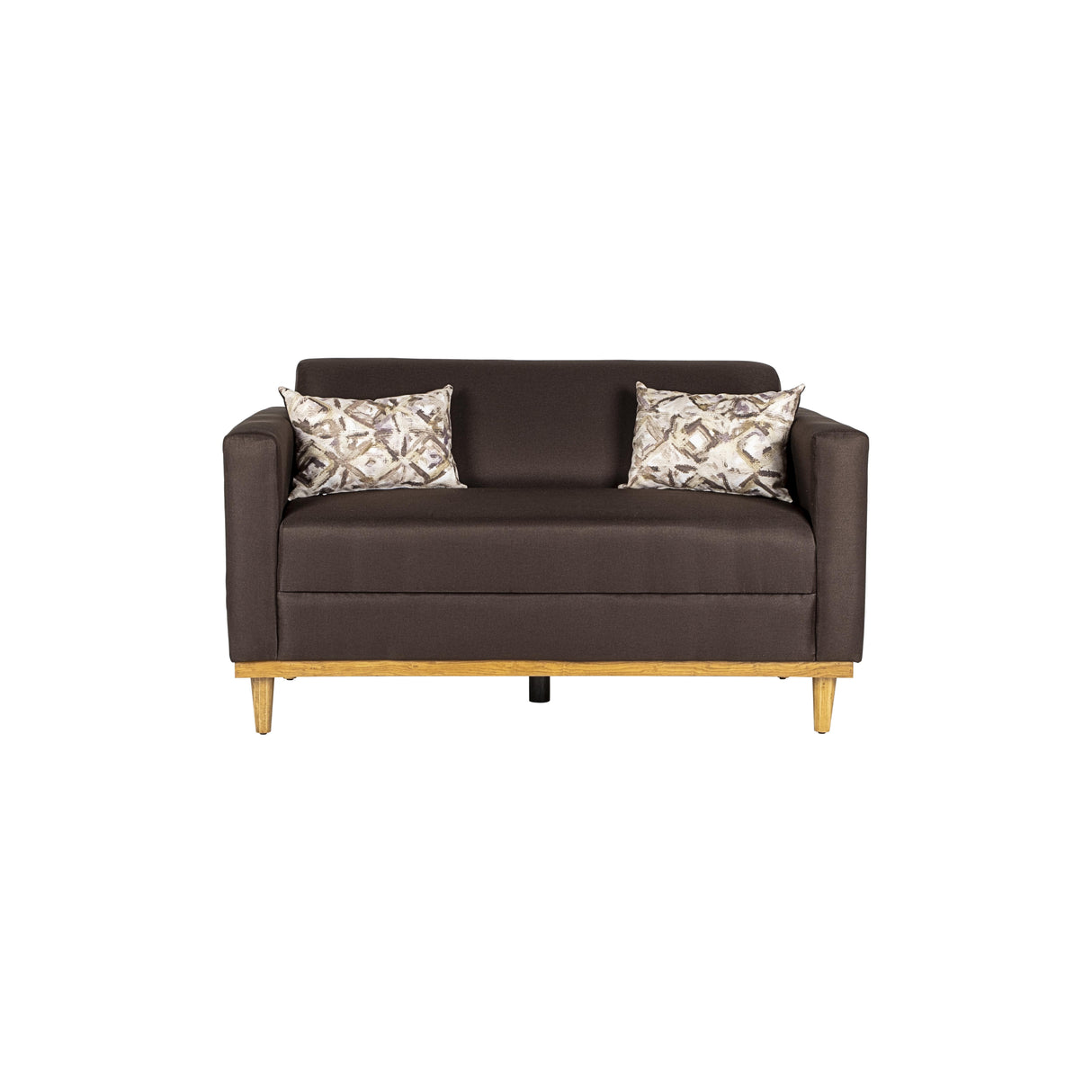 AIDEN LOVESEAT W/2 THROW PILLOWS-CHOCOLATE - galleria furniture outlet