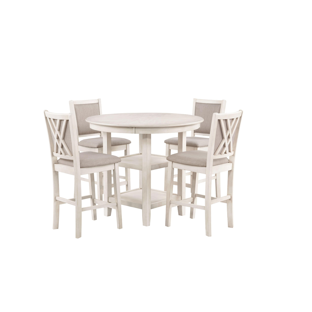 AMY 5 PC COUNTER TABLE SET-BISQUE