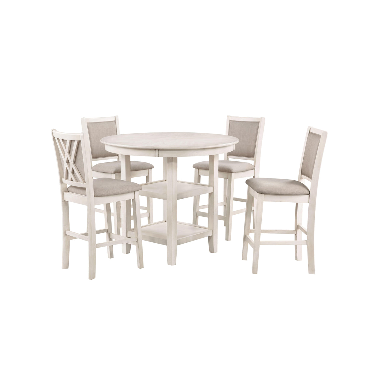 AMY 5 PC COUNTER TABLE SET-BISQUE