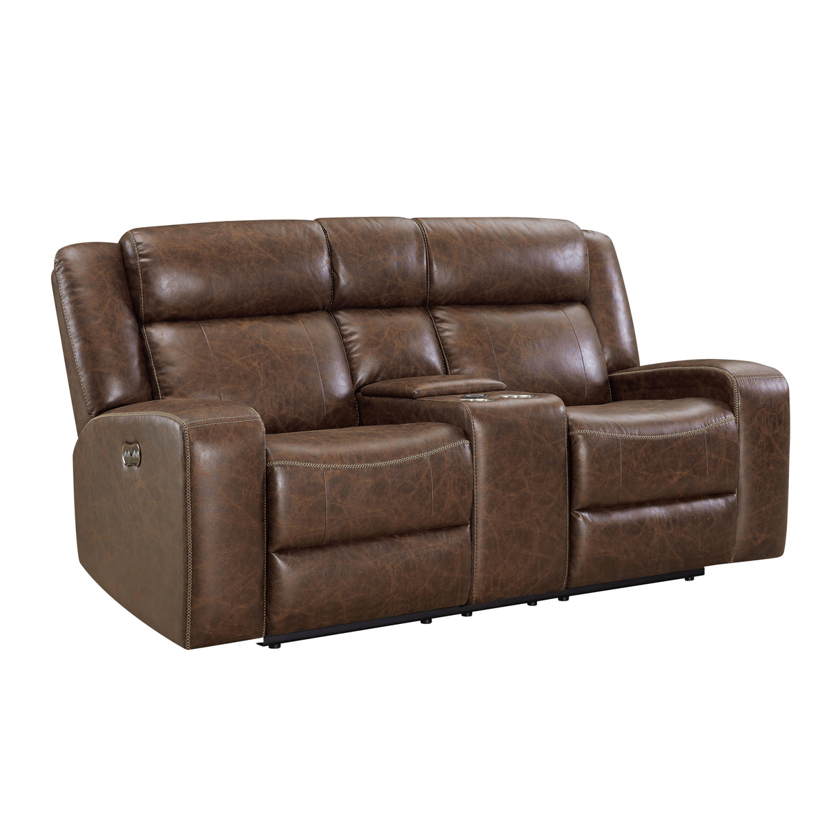 ATTICUS CONSOLE LOVESEAT W/PWR HR & FR-MOCHA - galleria furniture outlet