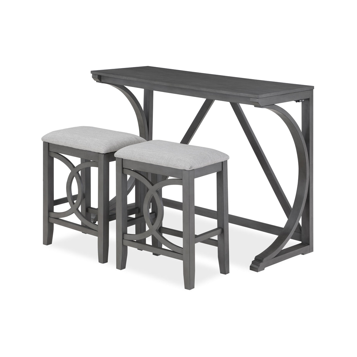BELLA COUNTER TABLE & 2 STOOLS-GRAY - galleria furniture outlet