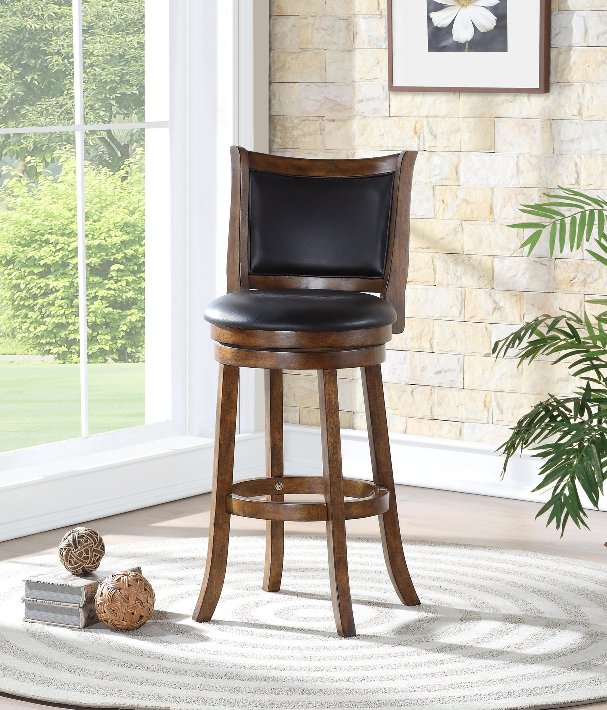 BRISTOL 29" BAR STOOL-DK BROWN W/PU SEAT - galleria furniture outlet