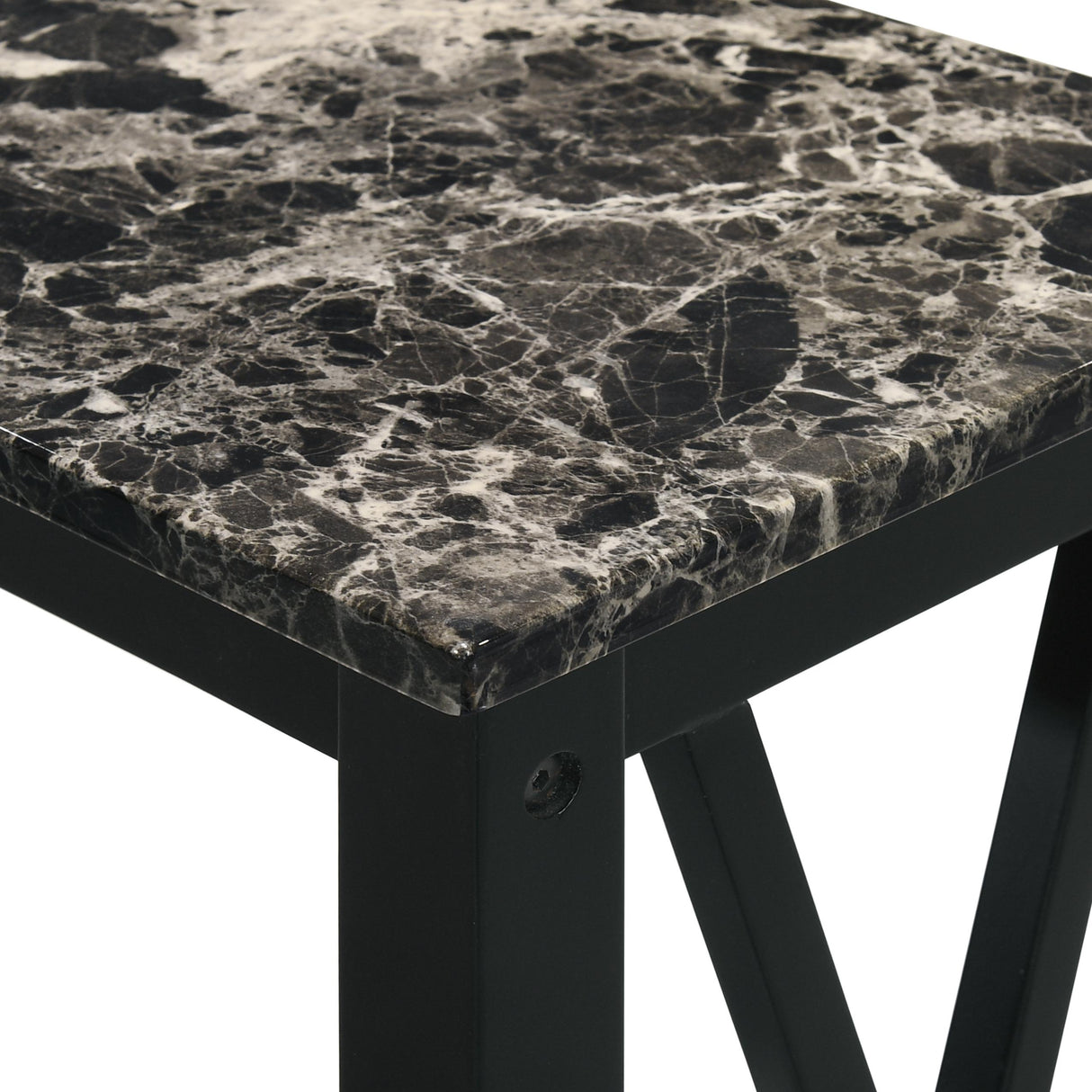 EDEN CHAIRSIDE TABLE-BLACK W/FAUX MARBLE TOP - galleria furniture outlet
