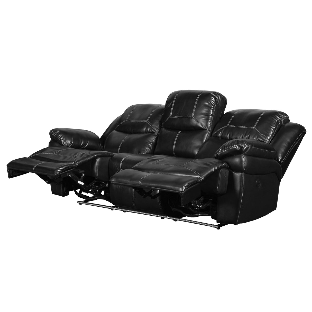 FLYNN SOFA W/LIGHTED BASE & PWR FR-BLACK