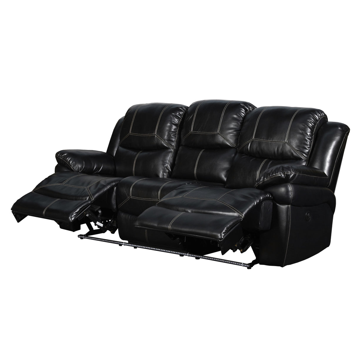 FLYNN SOFA W/LIGHTED BASE & PWR FR-BLACK