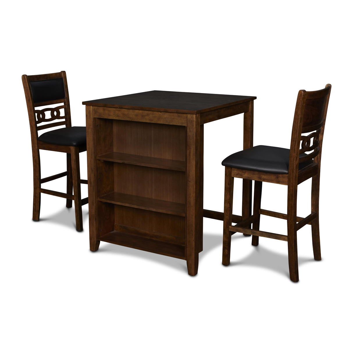 GIA 30" COUNTER TABLE W/2 CHAIRS & STG SHELF-BROWN