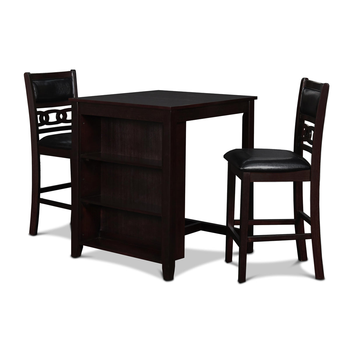 GIA 30" COUNTER TABLE W/2 CHAIRS & STG SHELF-EBONY