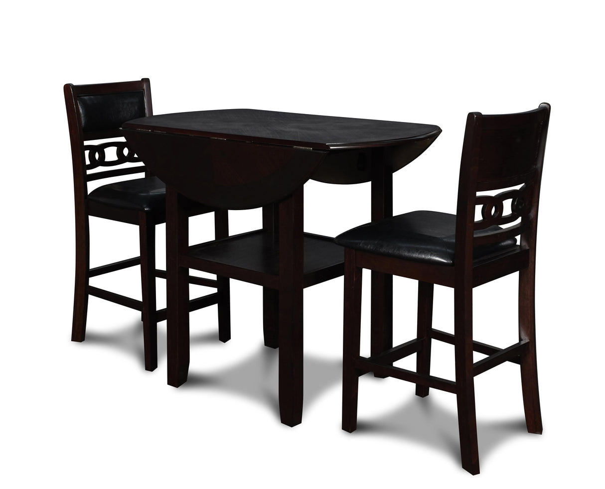 GIA 42" COUNTER DROP LEAF TABLE W/2 CHAIRS-EBONY