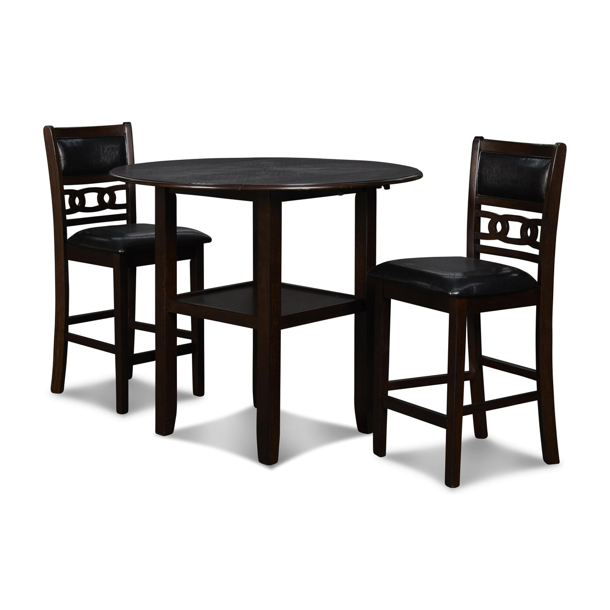 GIA 42" COUNTER DROP LEAF TABLE W/2 CHAIRS-EBONY