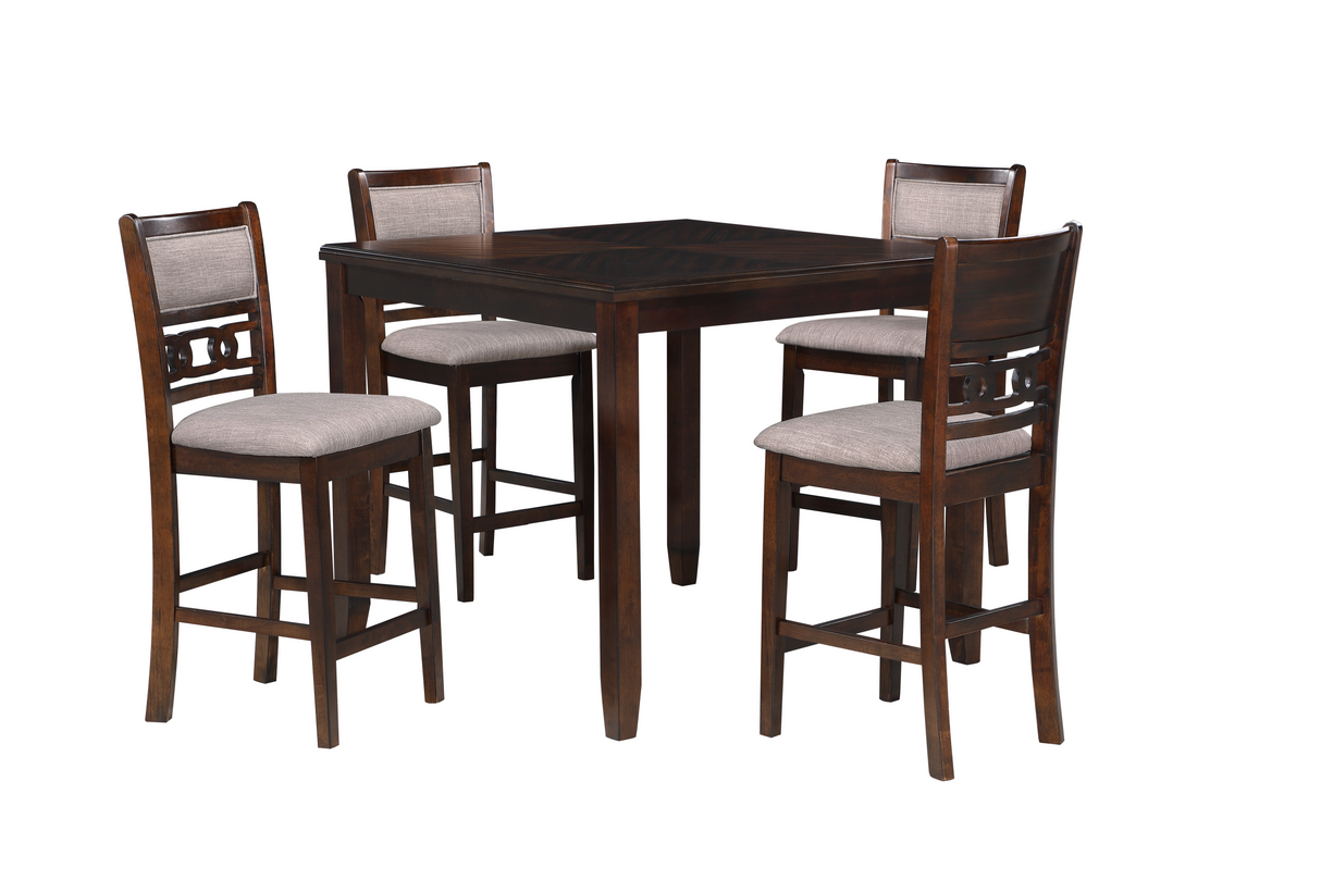 Gia 5 Pc 42" Square Counter Table & 4 Chairs-Cherry