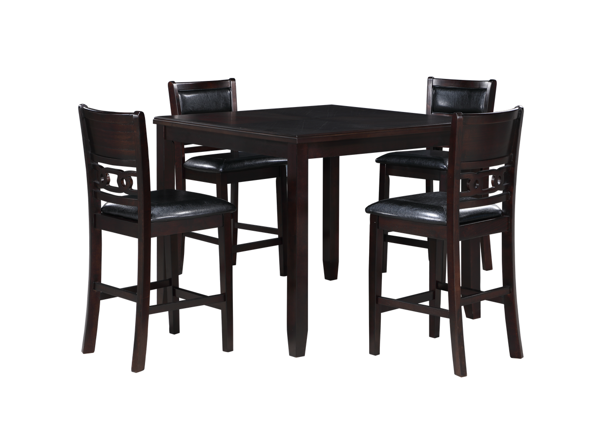 GIA 5PC 42" SQUARE COUNTER TABLE & 4 CHAIRS-EBONY - galleria furniture outlet
