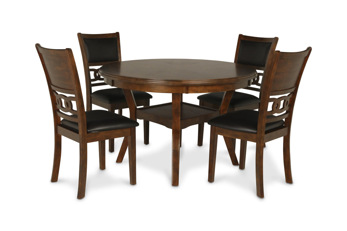 GIA ROUND DINING 5 PC SET-BROWN - galleria furniture outlet