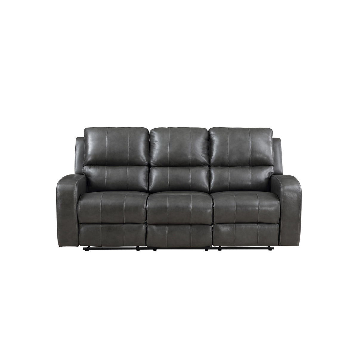 LINTON LEATHER SOFA W/DUAL RECLINER-GRAY