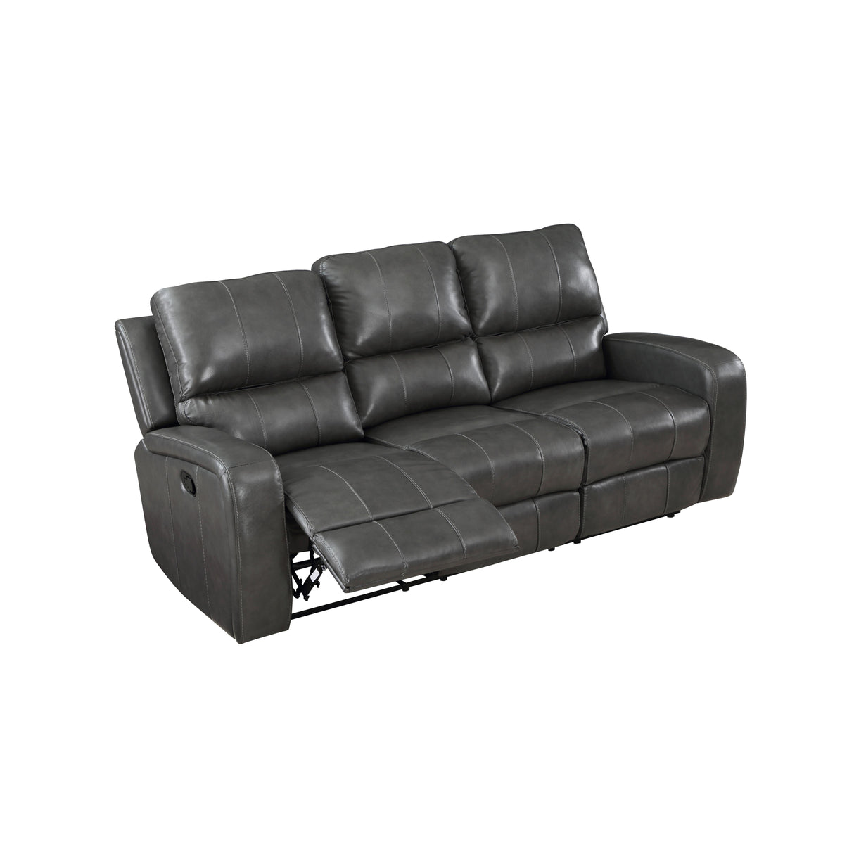 LINTON LEATHER SOFA W/DUAL RECLINER-GRAY