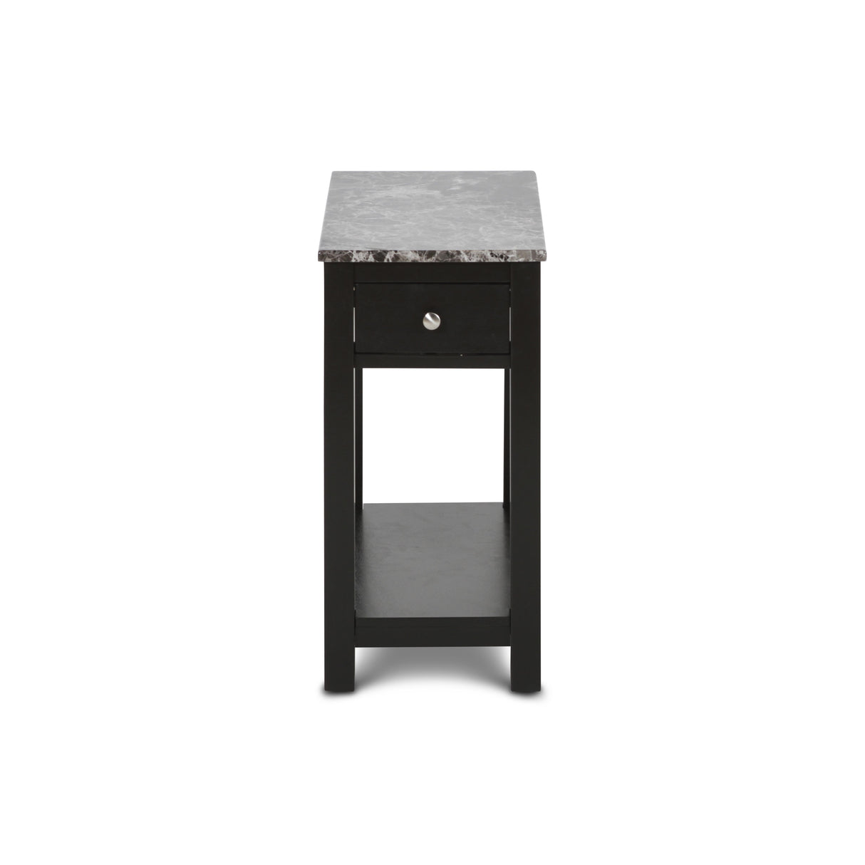 NOAH END TABLE WITH DRAWER-BLACK W/ FAUX MARBLE TOP - galleria furniture outlet