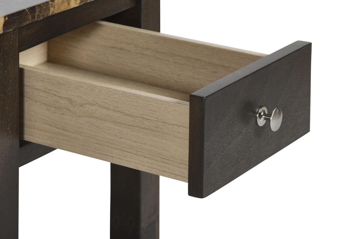 NOAH END TABLE WITH DRAWER-ESPRESSO W/FAUX MARBLE TOP - galleria furniture outlet