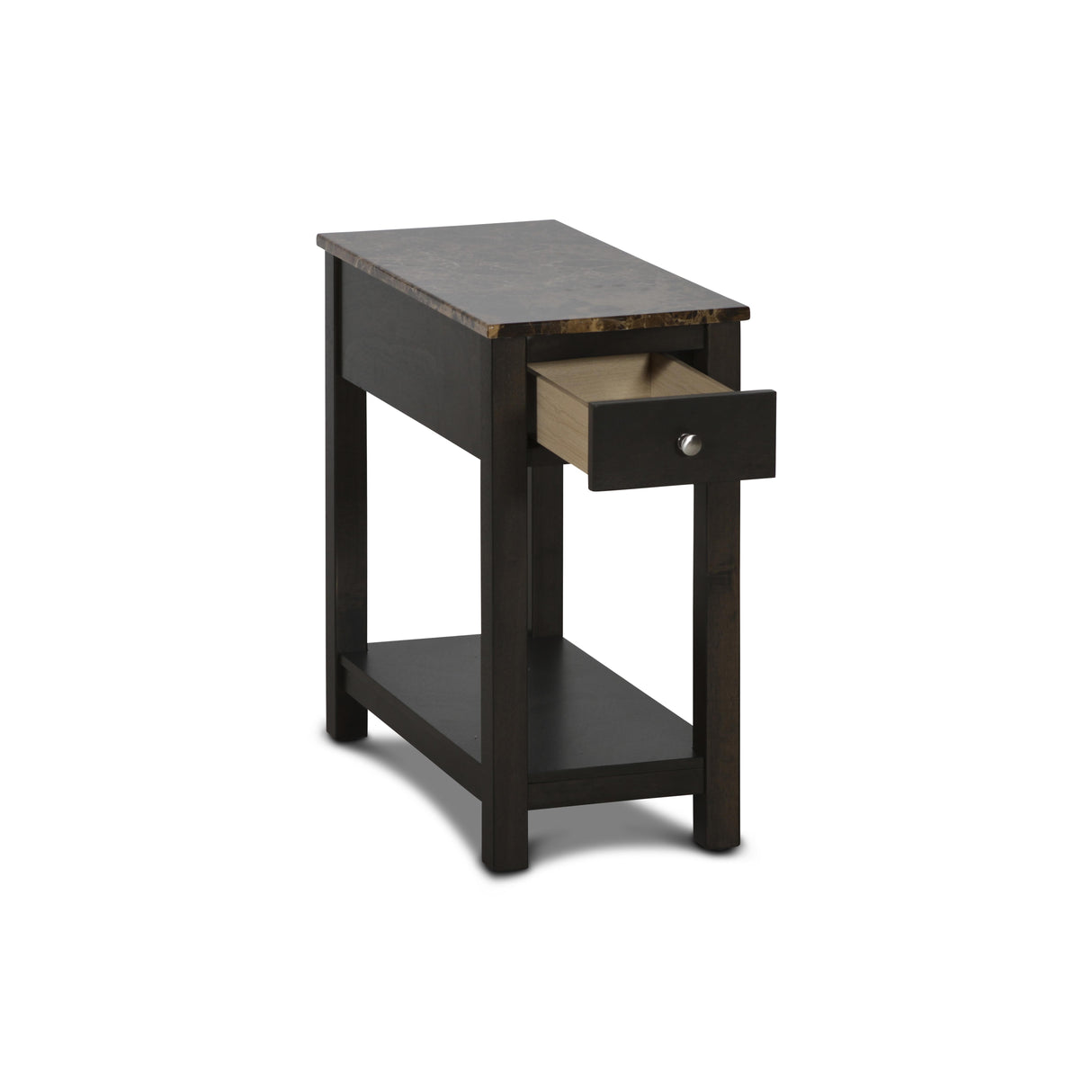 NOAH END TABLE WITH DRAWER-ESPRESSO W/FAUX MARBLE TOP - galleria furniture outlet
