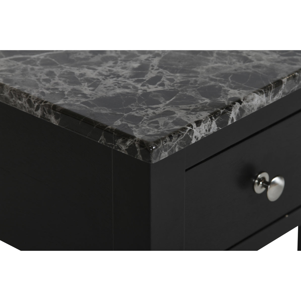 NOAH END TABLE WITH DRAWER-BLACK W/ FAUX MARBLE TOP - galleria furniture outlet