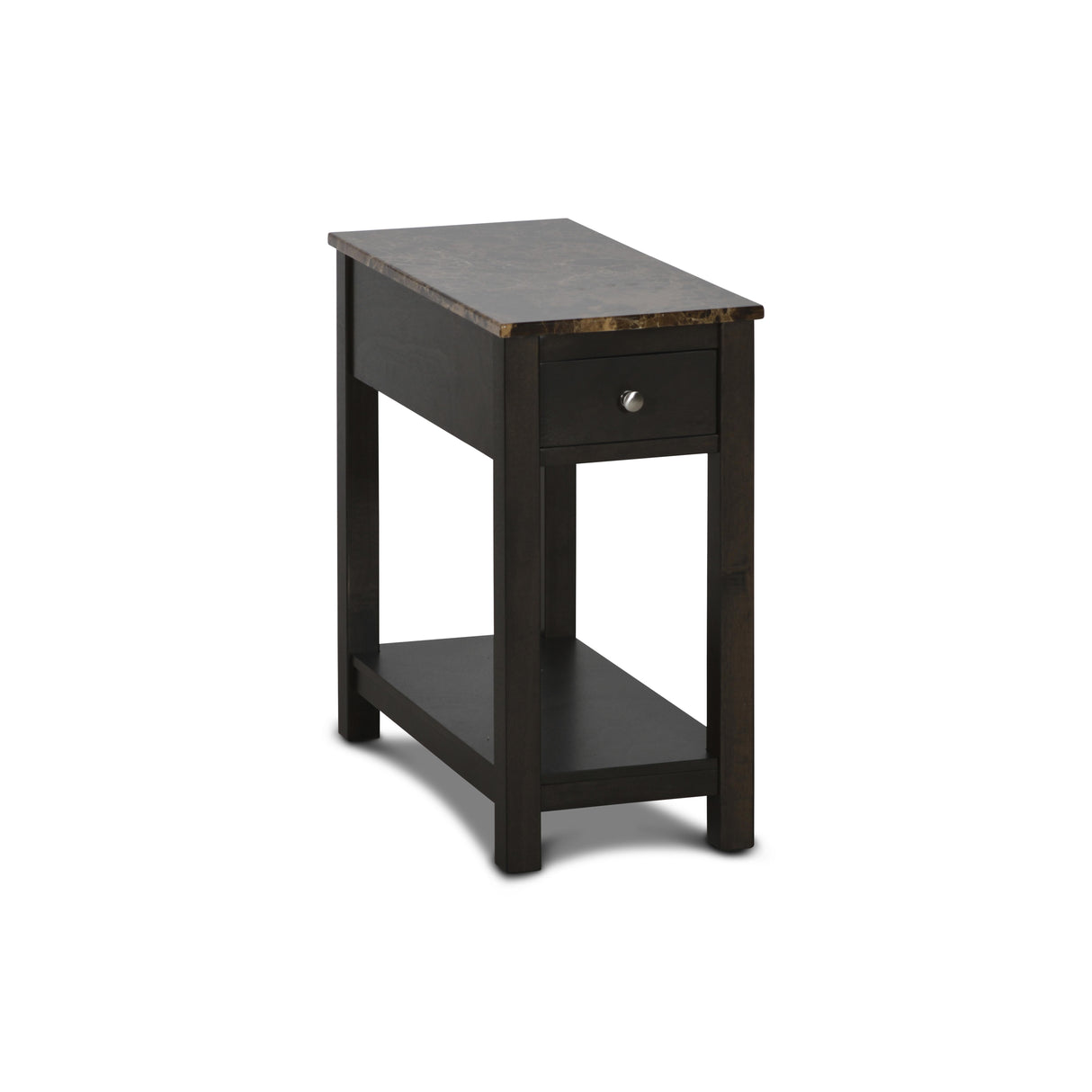 NOAH END TABLE WITH DRAWER-ESPRESSO W/FAUX MARBLE TOP - galleria furniture outlet
