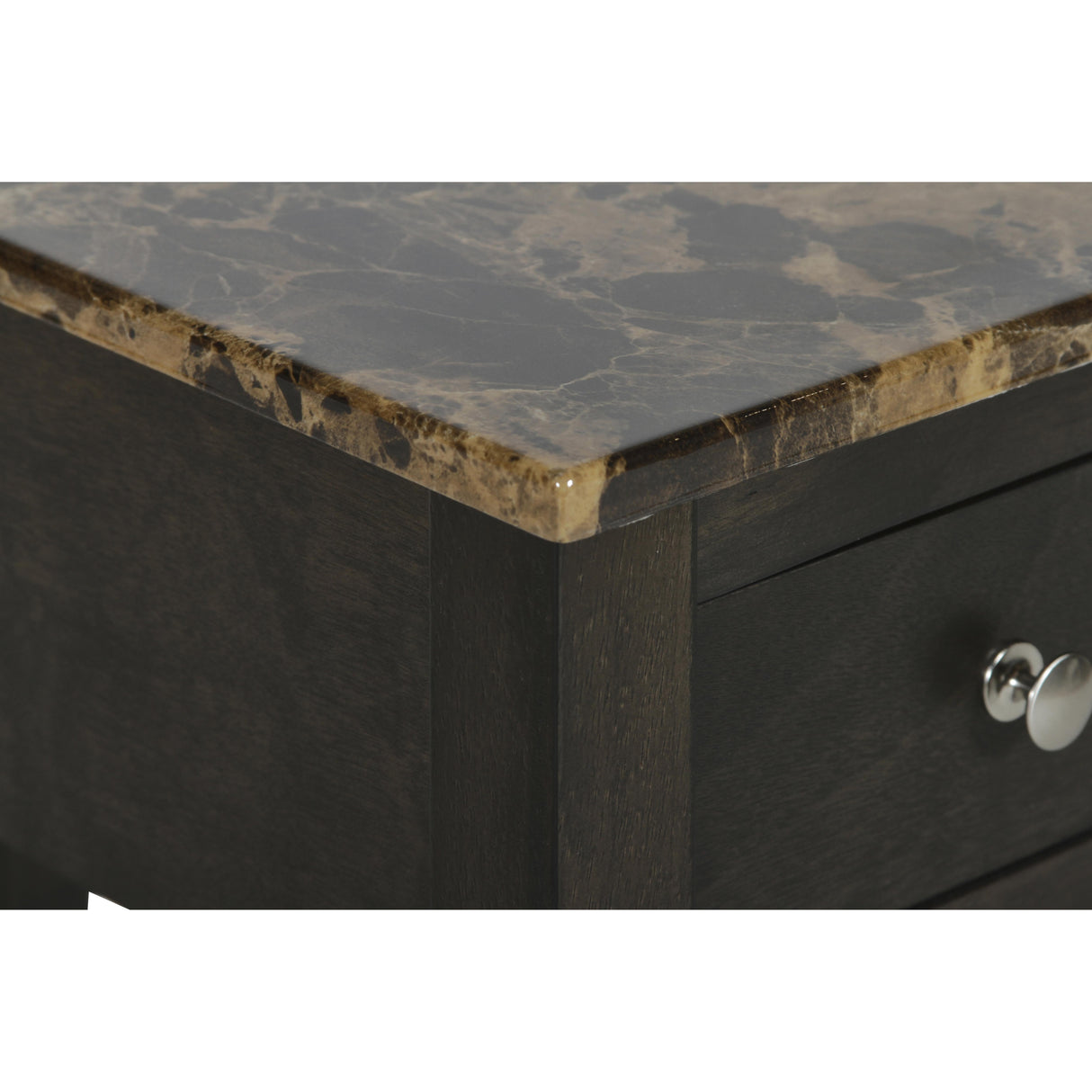 NOAH END TABLE WITH DRAWER-ESPRESSO W/FAUX MARBLE TOP - galleria furniture outlet