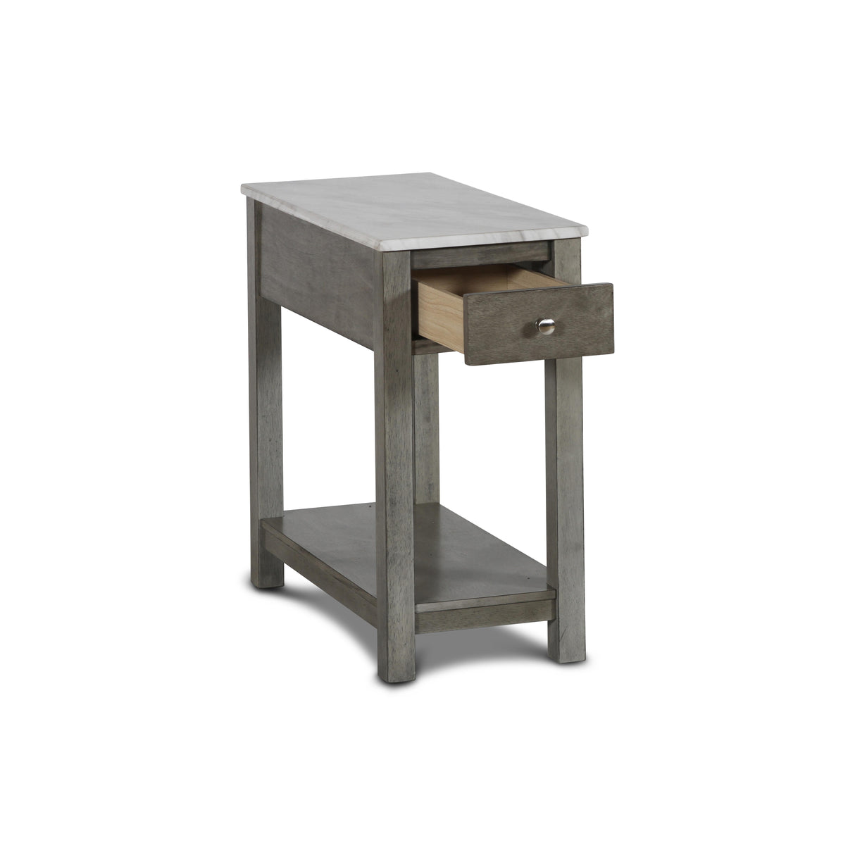 NOAH END TABLE WITH DRAWER-GRAY W/FAUX MARBLE TOP - galleria furniture outlet