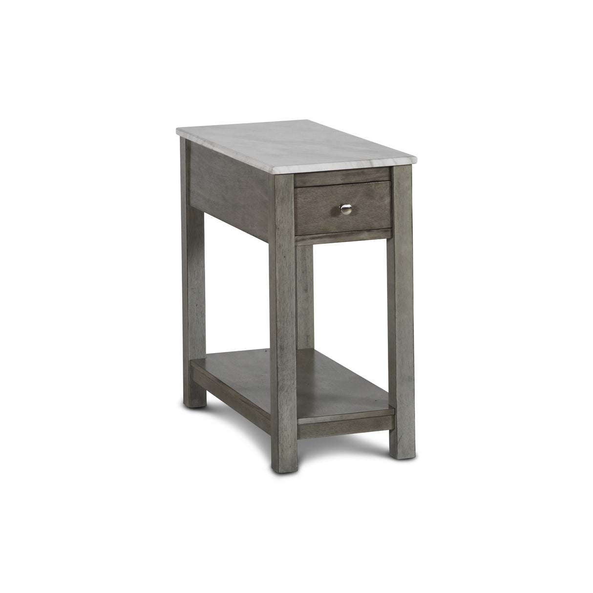 NOAH END TABLE WITH DRAWER-GRAY W/FAUX MARBLE TOP - galleria furniture outlet