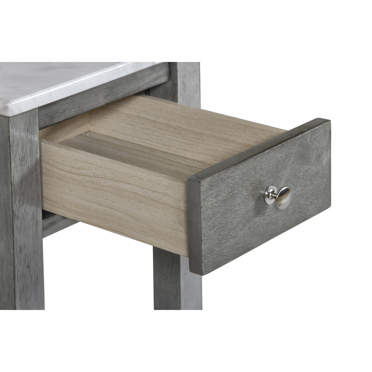 NOAH END TABLE WITH DRAWER-GRAY W/FAUX MARBLE TOP - galleria furniture outlet