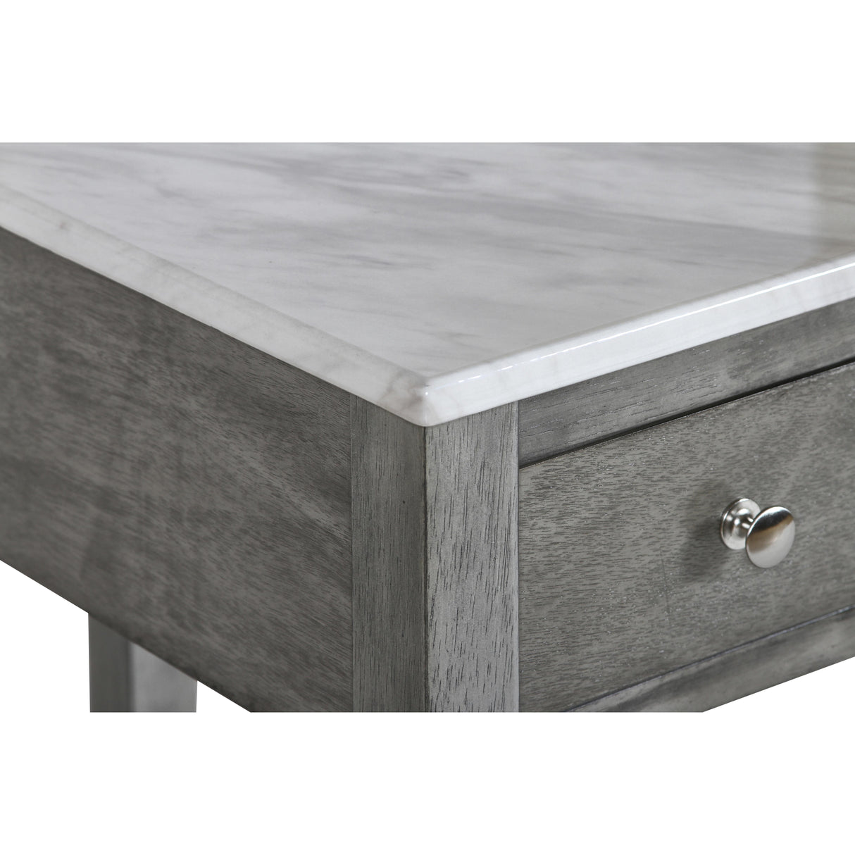 NOAH END TABLE WITH DRAWER-GRAY W/FAUX MARBLE TOP - galleria furniture outlet