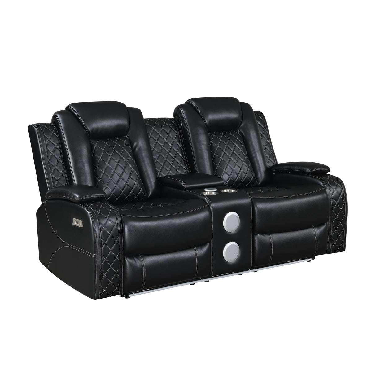 ORION CONSOLE LOVESEAT W/ PWR FR & HR-BLACK - galleria furniture outlet