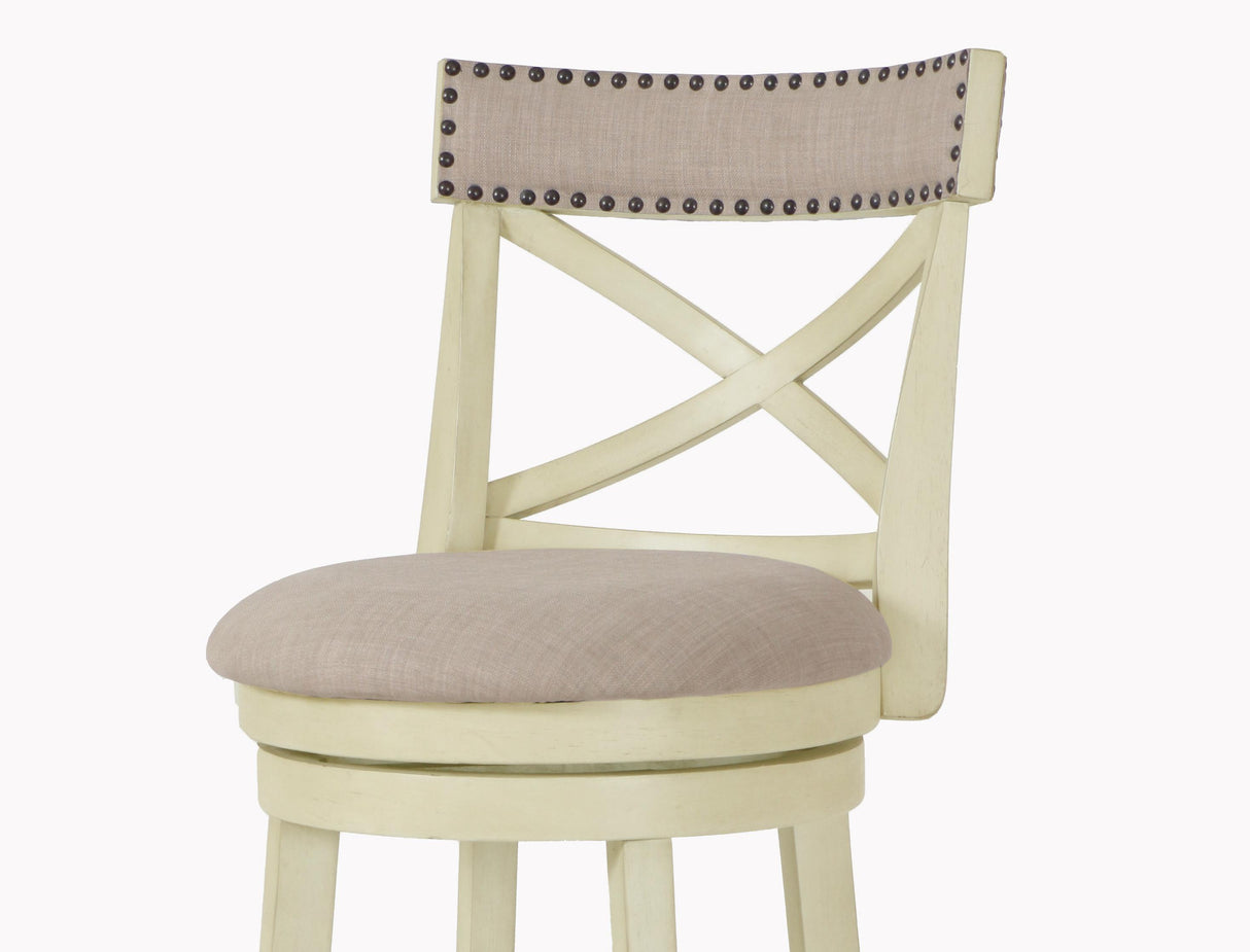 YORK 29" BAR STOOL-ANT WHITE W/FABRIC SEAT - galleria furniture outlet