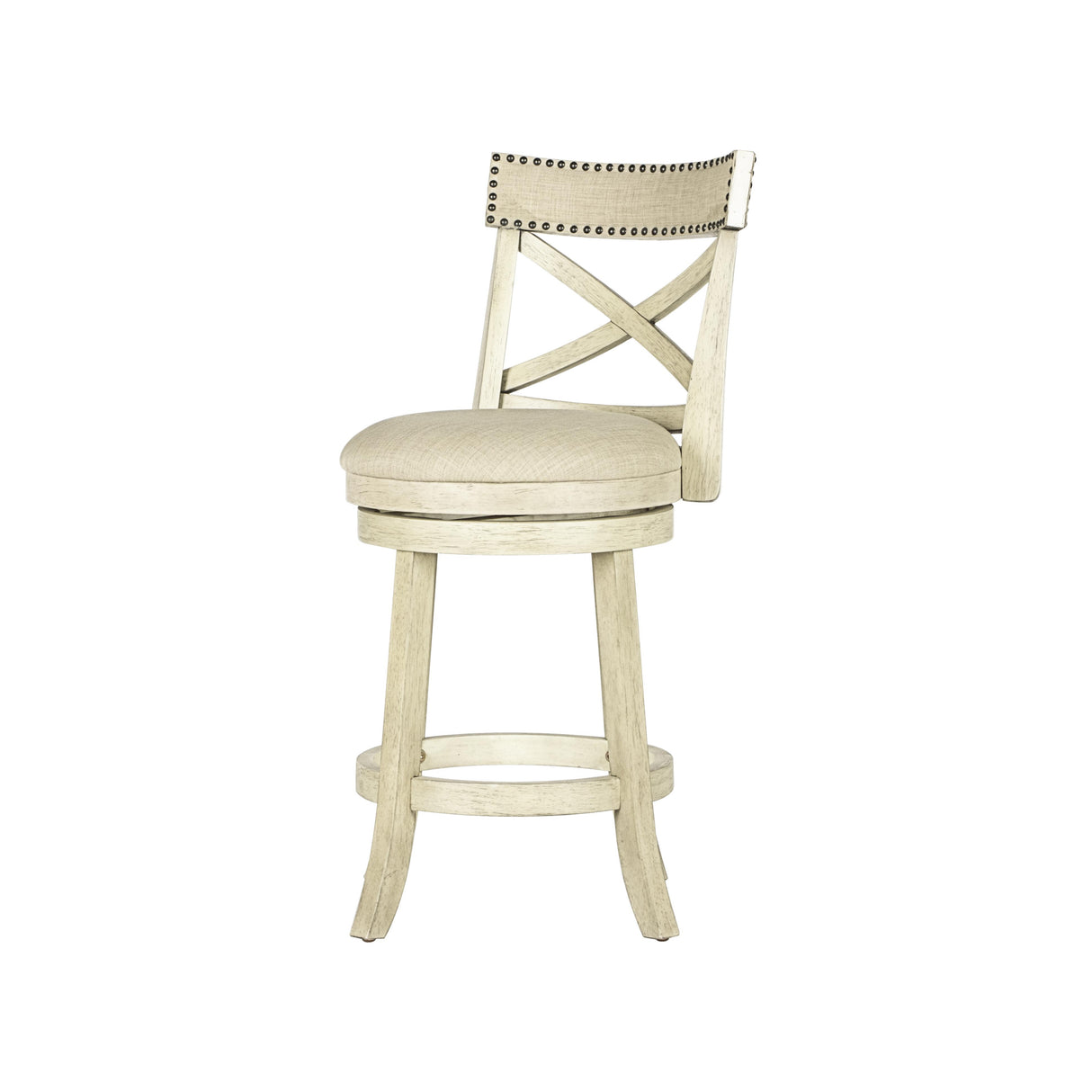YORK 24" COUNTER STOOL-ANT WHITE W/FABRIC SEAT - galleria furniture outlet