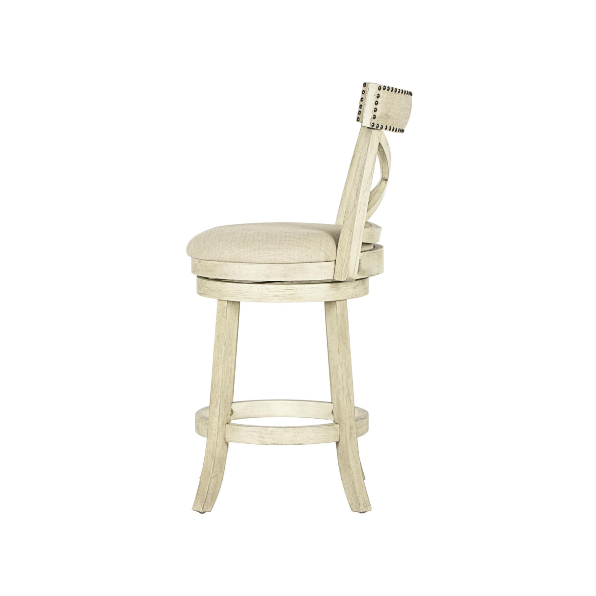YORK 24" COUNTER STOOL-ANT WHITE W/FABRIC SEAT - galleria furniture outlet