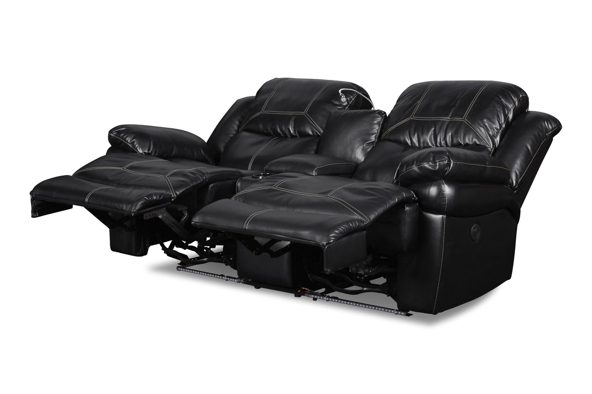 FLYNN CONSOLE LOVESEAT W/READING LIGHT, PWR FR- BLACK - galleria furniture outlet