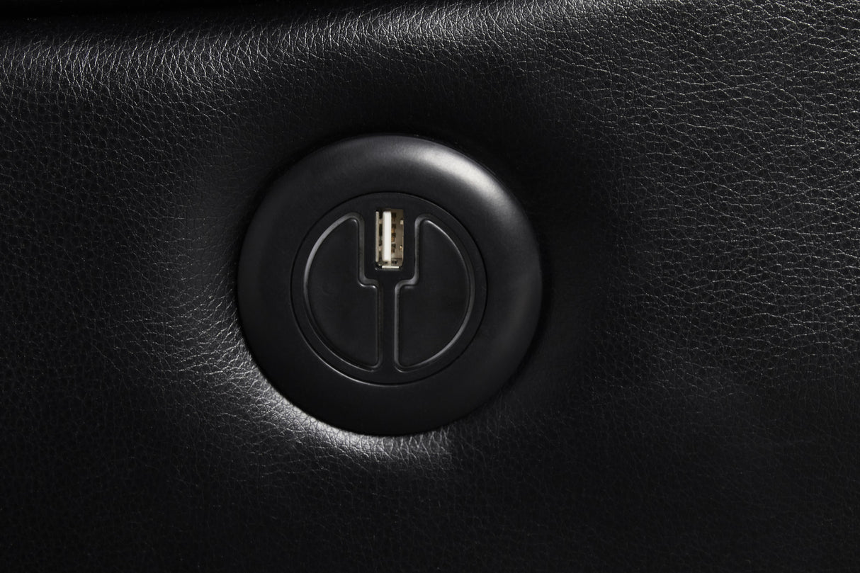 FLYNN CONSOLE LOVESEAT W/READING LIGHT, PWR FR- BLACK - galleria furniture outlet