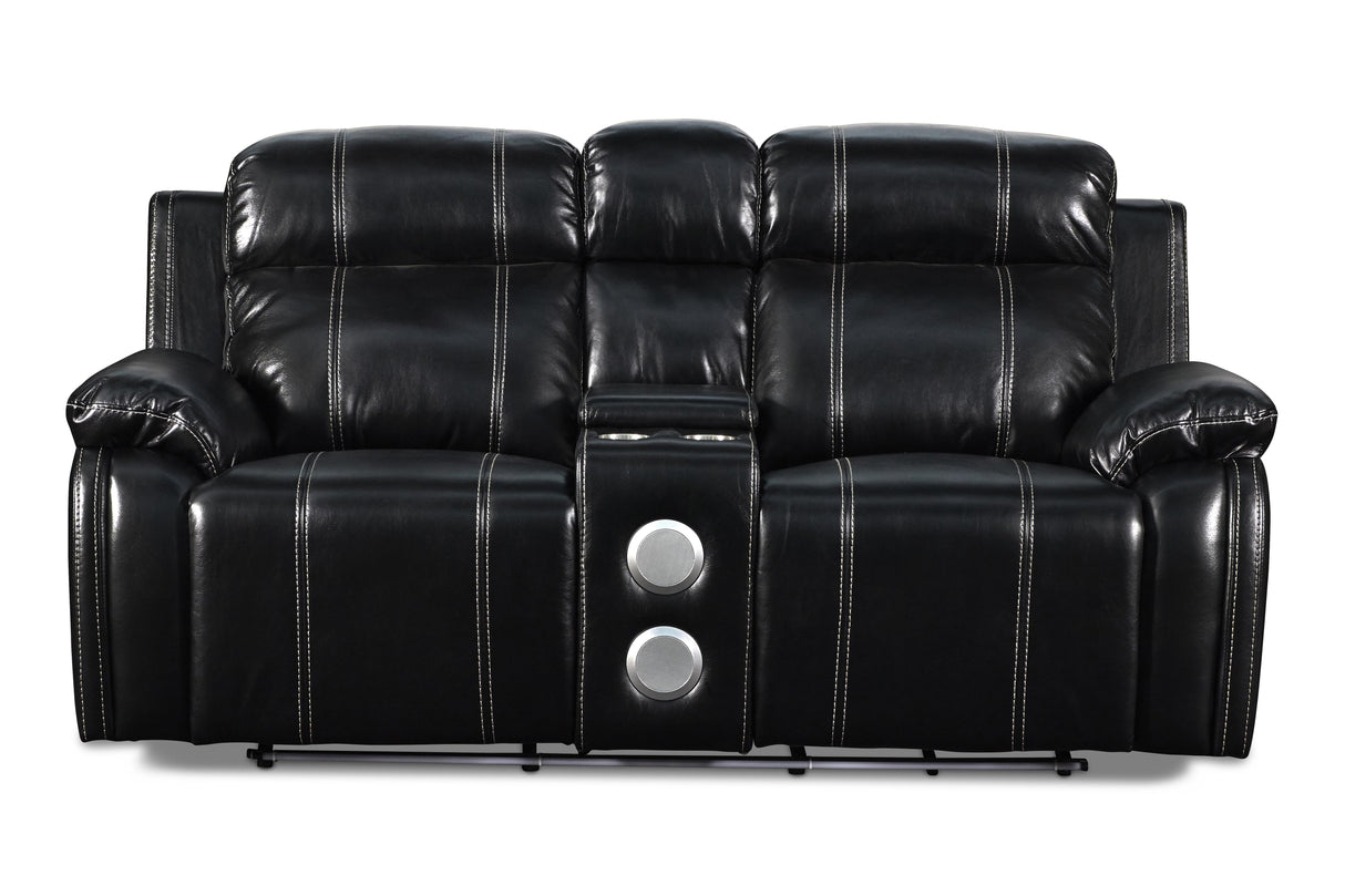 FUSION CONSOLE LOVESEAT W/SPEAKER-EBONY - galleria furniture outlet