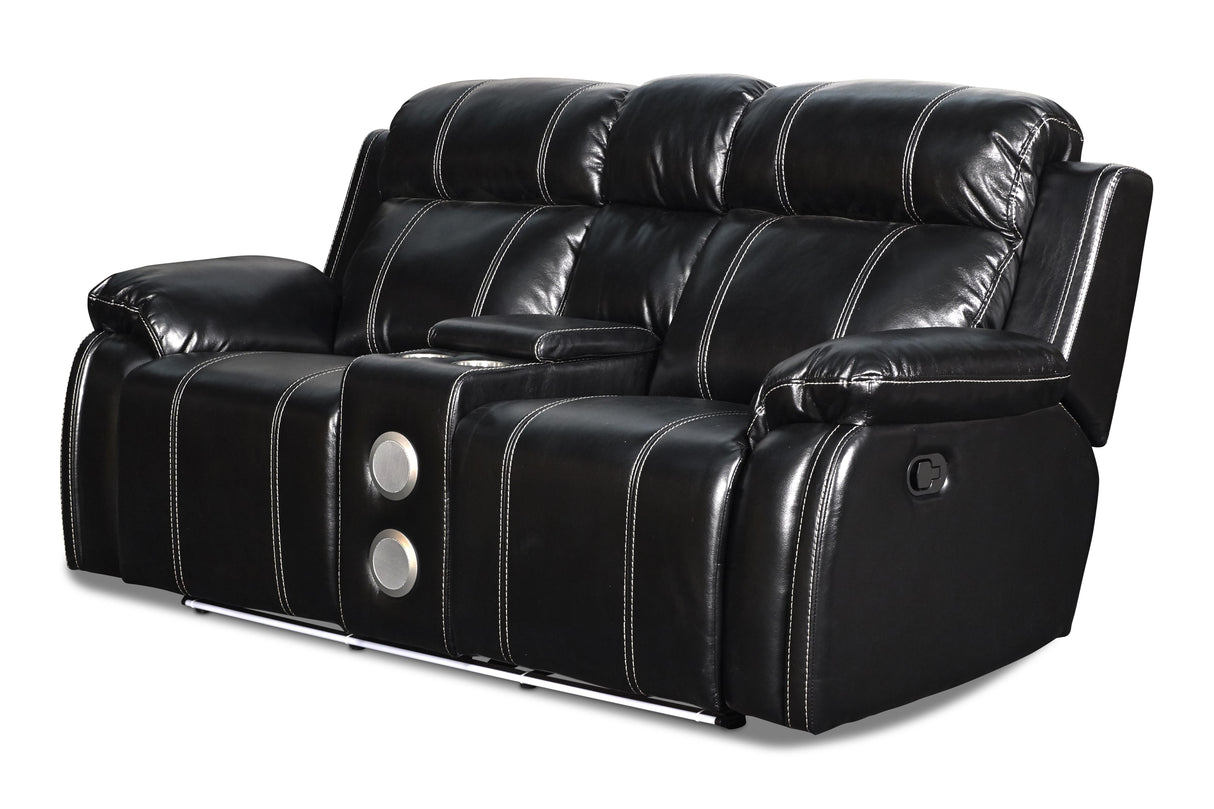 FUSION CONSOLE LOVESEAT W/SPEAKER-EBONY - galleria furniture outlet