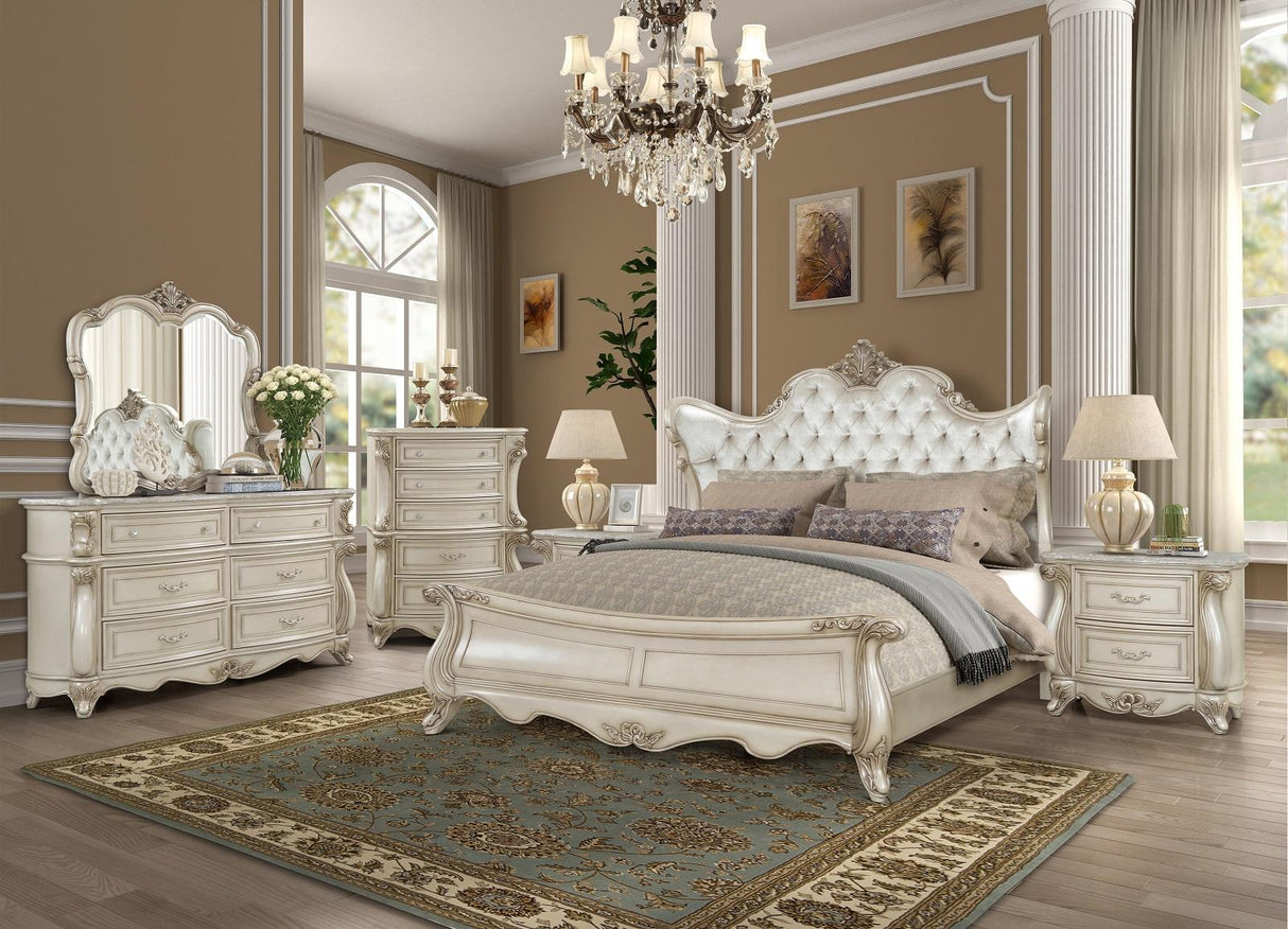 New Classic Furniture Monique Queen Panel Bed in Pearl - galleria furniture outlet
