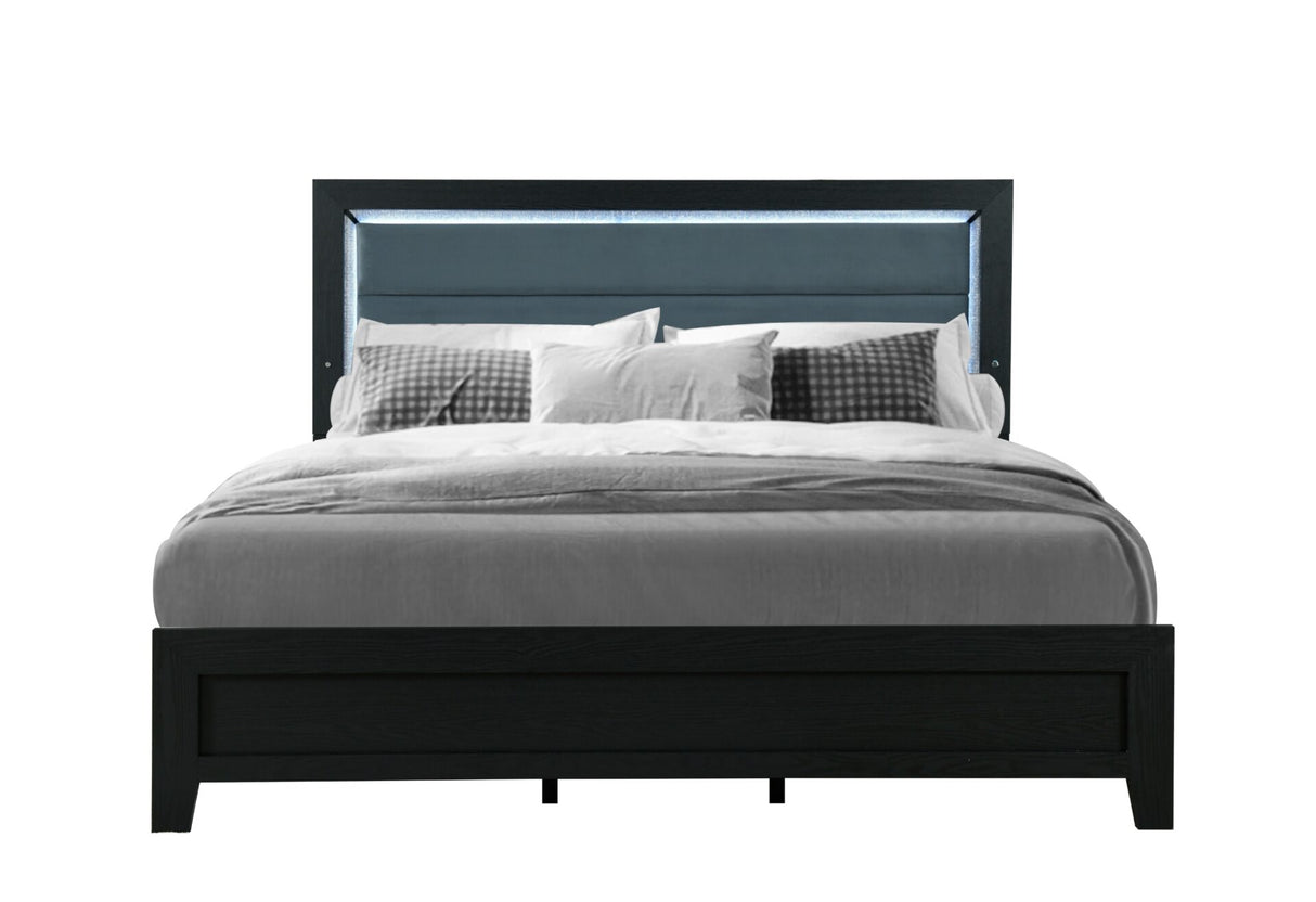 Reid Black Bed With Led - galleria furniture outlet